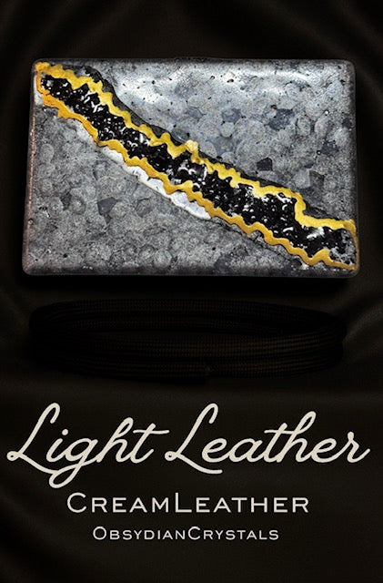 Light Leather w/ Obsidian Crystals (black & gold )