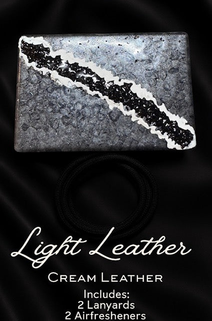 Light Leather w/ Obsidian Crystals ( black & white )